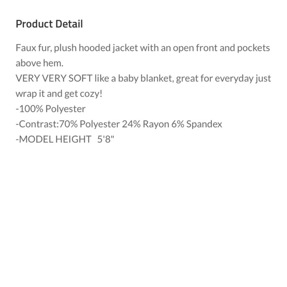 $20 CLEARANCE 133 ❤️HEM & THREAD Black Faux fur plush hooded jacket pockets - Picture 2 of 2